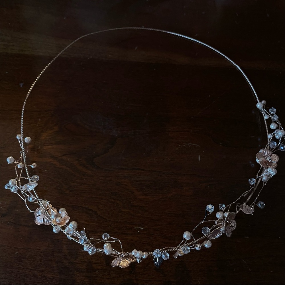 rose gold floral subtle crown for hair